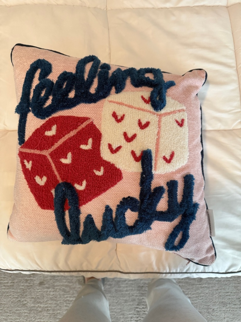 cupcakes & cashmere Pink Textured Throw Pillow with Black Trim